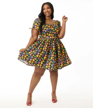 Disney's Lilo & Stitch Collection by Unique Vintage Plus Size Stitch & Fruit Print Swing Dress Casual Everyday Look