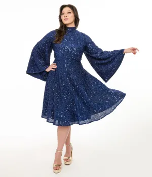 Disney's Snow White Collection by Unique Vintage Plus Size Evil Queen Sequin Mock Neck Swing Dress Casual Everyday Look