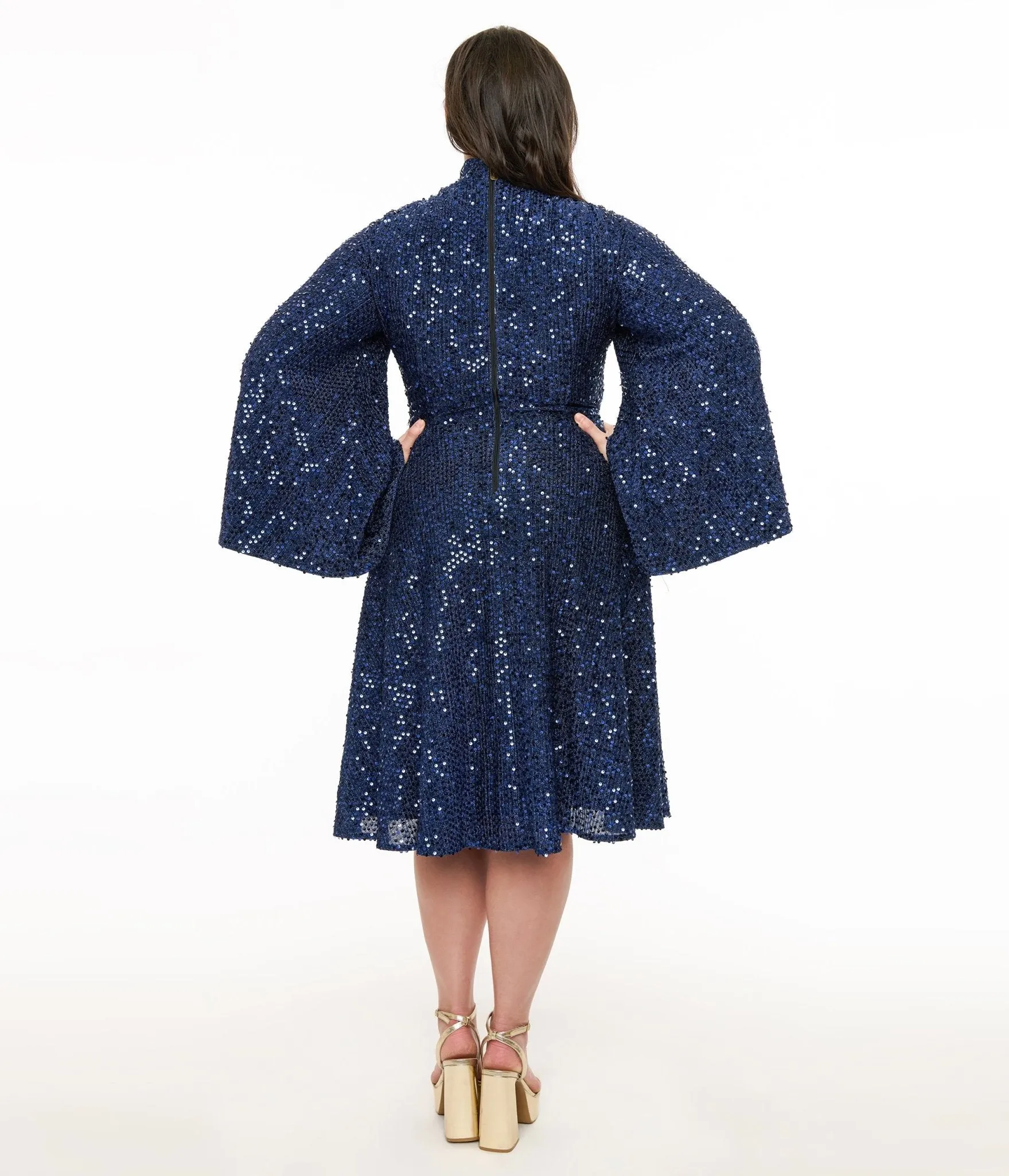 Disney's Snow White Collection by Unique Vintage Plus Size Evil Queen Sequin Mock Neck Swing Dress Casual Everyday Look