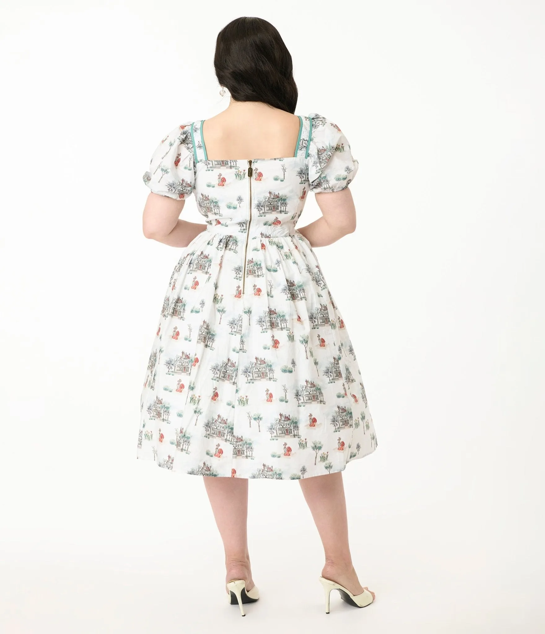 Disney's The Lady & The Tramp Collection by Unique Vintage Plus Size Lady & Tramp Button Front Swing Dress Casual Everyday Look