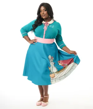 Disney's The Lady & The Tramp Collection by Unique Vintage Plus Size Teal Bella Notte Swing Skirt Comfortable Travel Wear