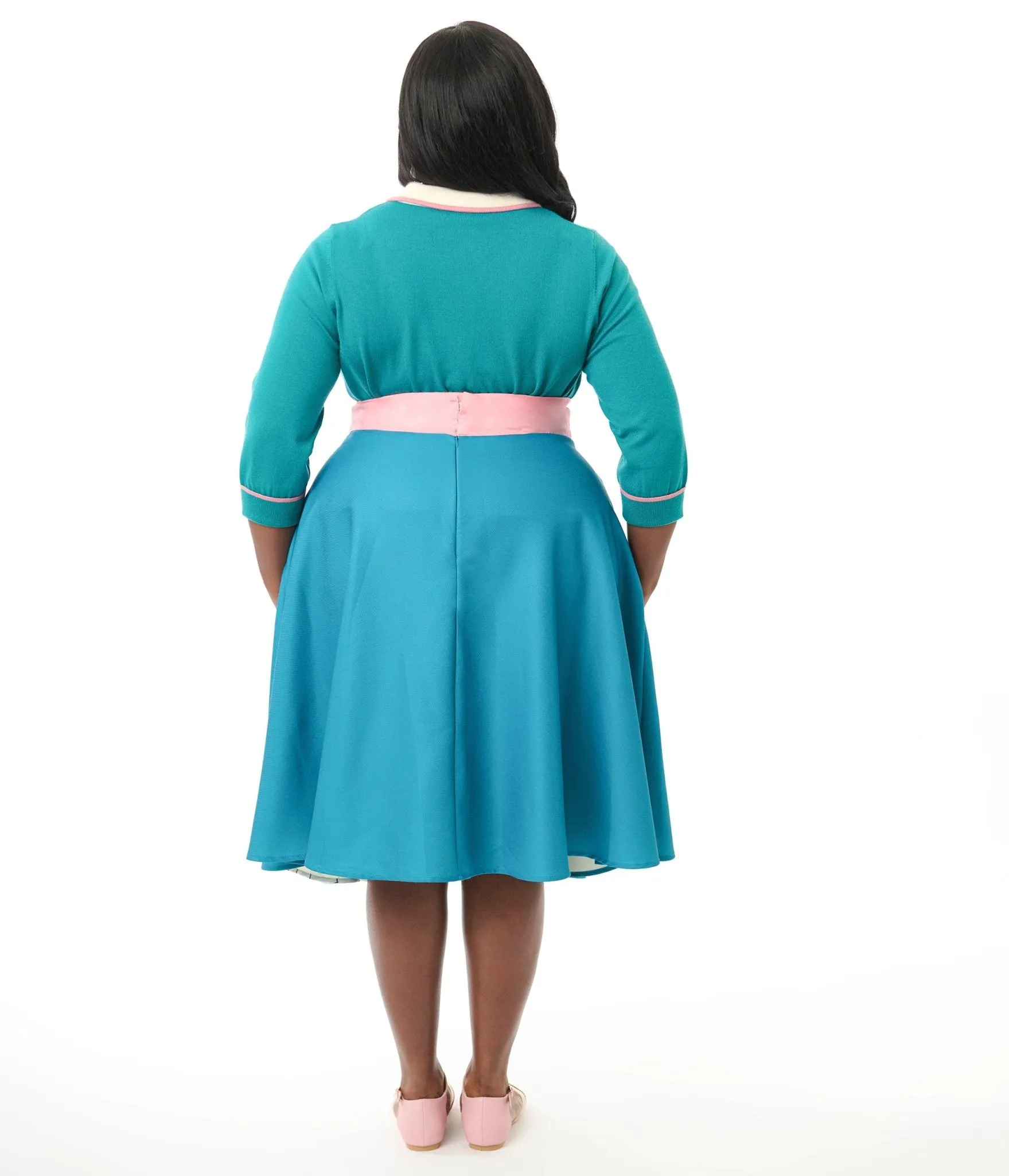 Disney's The Lady & The Tramp Collection by Unique Vintage Plus Size Teal Bella Notte Swing Skirt Comfortable Travel Wear