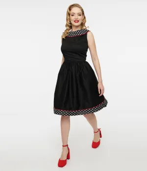 Dolly & Dotty 1950s Black & White Polka Dot Cindy Swing Dress Casual Everyday Look