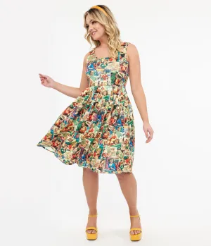 Dolly & Dotty 1950s Comic Book Print Amanda Swing Dress Casual Everyday Look