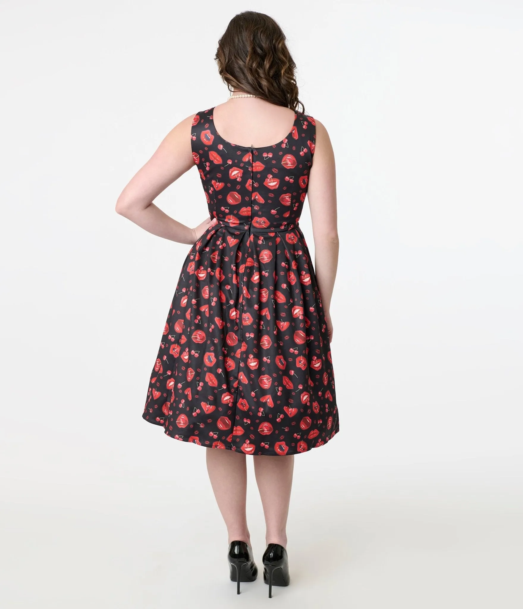 Dolly & Dotty 1950s Red Lip & Cherry Amanda Swing Dress Casual Everyday Look