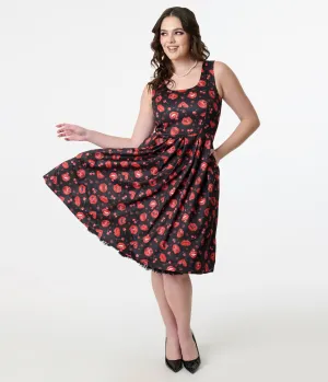 Dolly & Dotty 1950s Red Lip & Cherry Amanda Swing Dress Casual Everyday Look