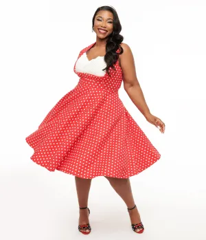 Dolly & Dotty 1950s Red Polka Dot Grace Swing Dress Casual Everyday Look