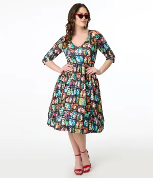 Dolly & Dotty 1950s Vintage Romance Print Billie Fit & Flare Dress Casual Everyday Look