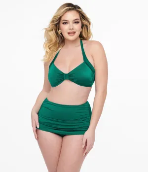 Esther Williams 1950s Dark Green Two Piece Bikini Set Beach Vacation Ready