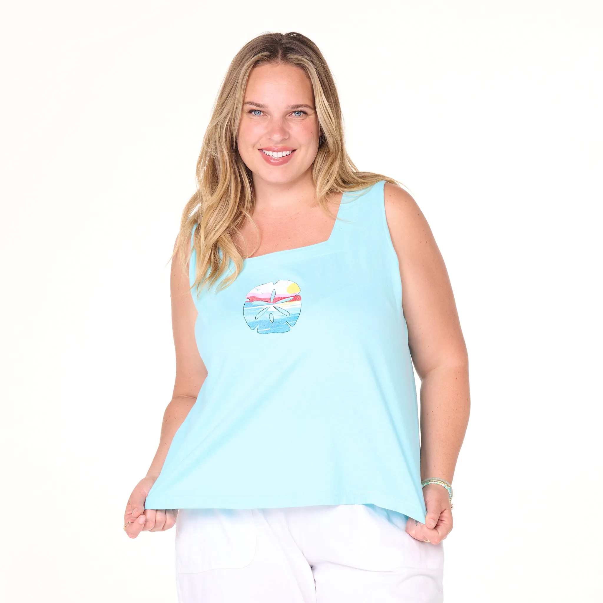 Freedom Sand Dollar Boxy Tank | Plus Size Weekend Relaxed Look