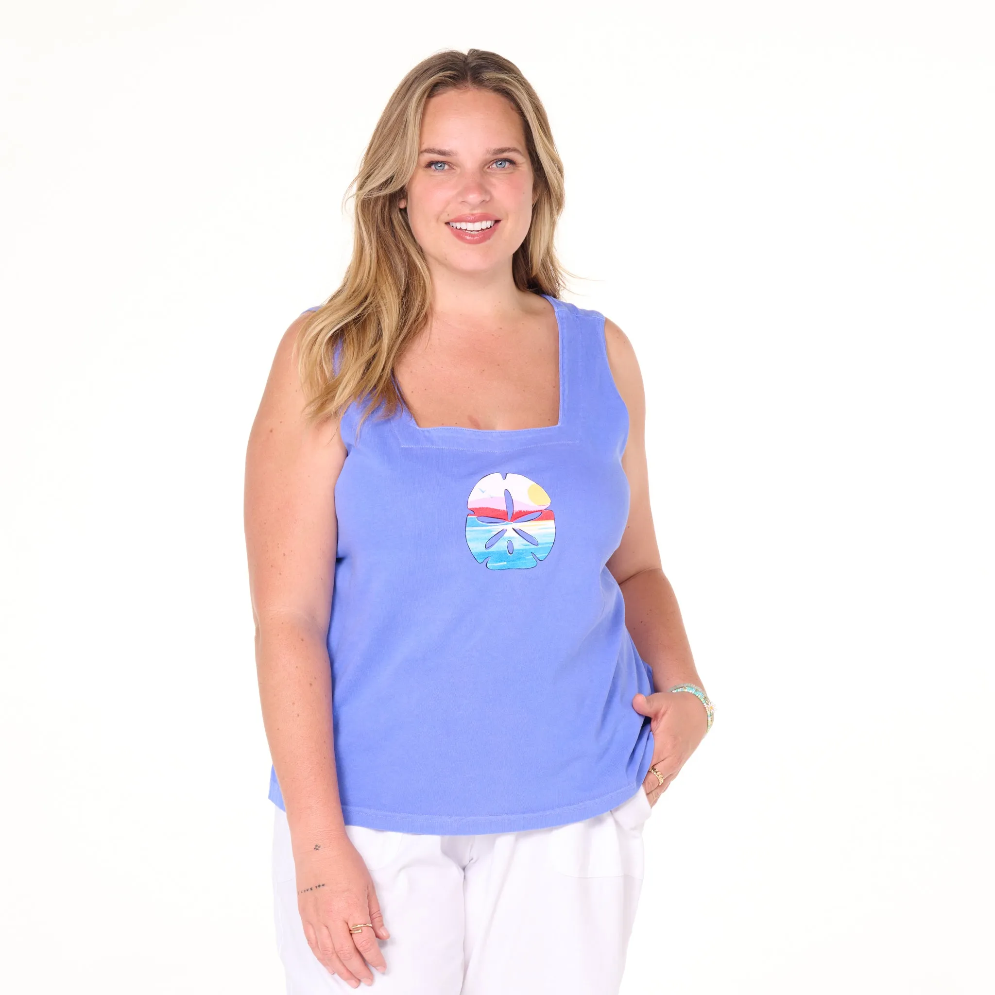 Freedom Sand Dollar Boxy Tank | Plus Size Weekend Relaxed Look