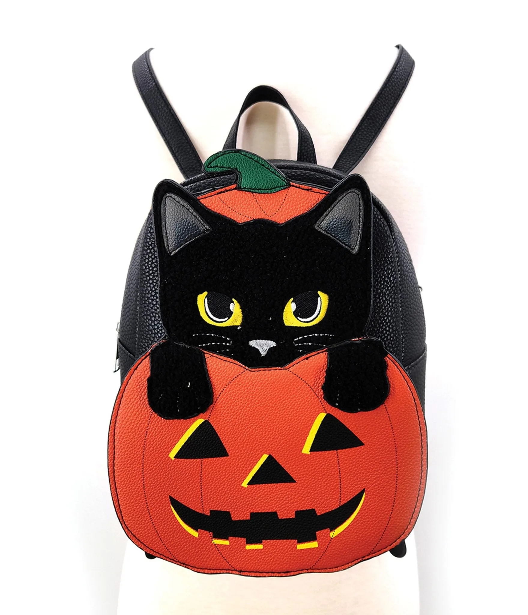 Furry Black Cat In A Pumpkin Mini Backpack Fun Outing