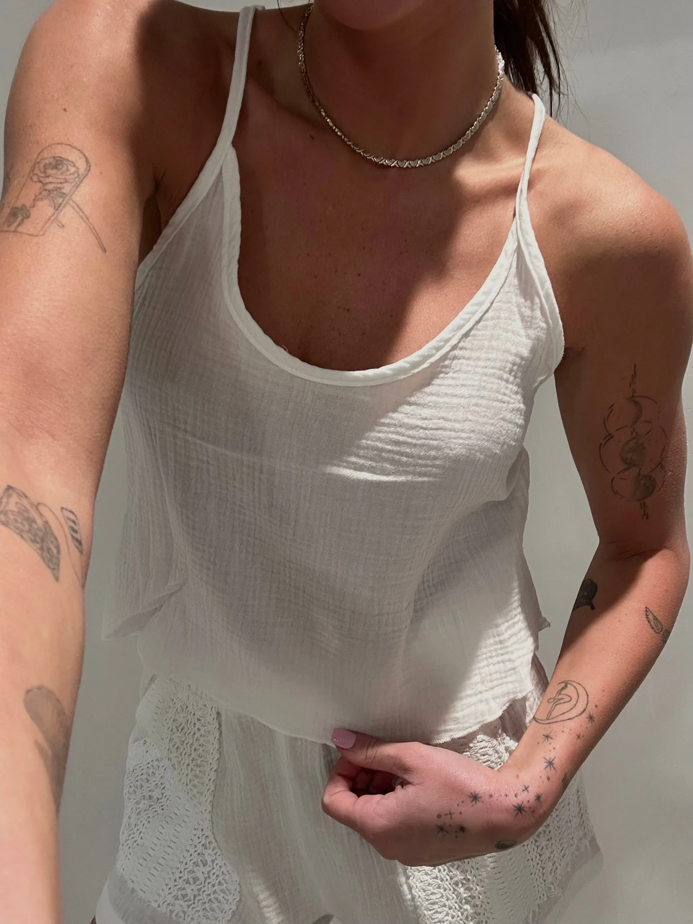 Gauze and Crochet Tank Summer Festival Tee