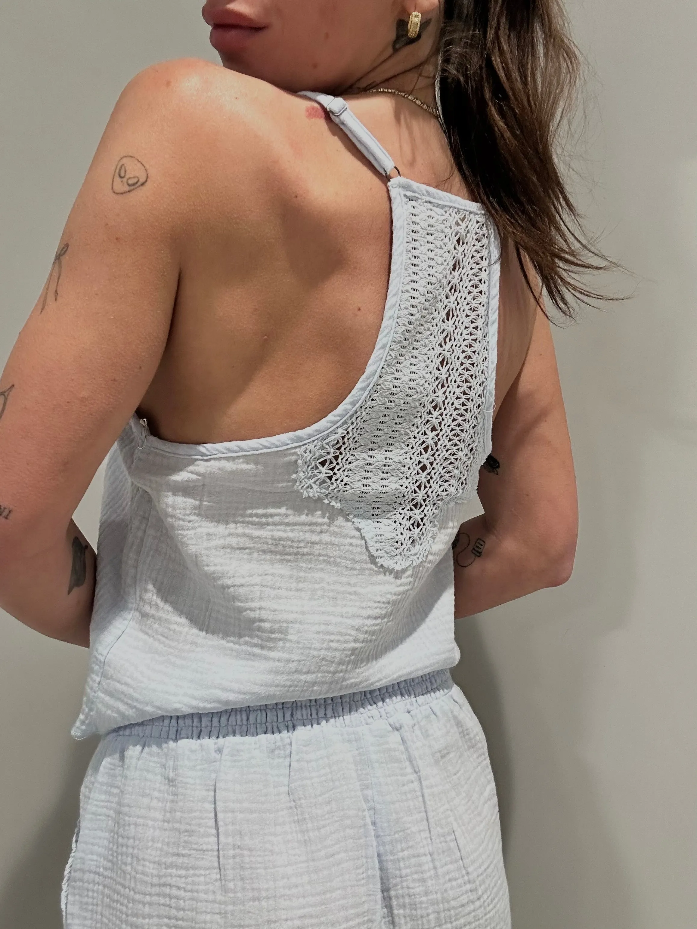 Gauze and Crochet Tank Summer Festival Tee