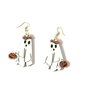 Ghost & Pumpkin Wooden Earrings Everyday Chic