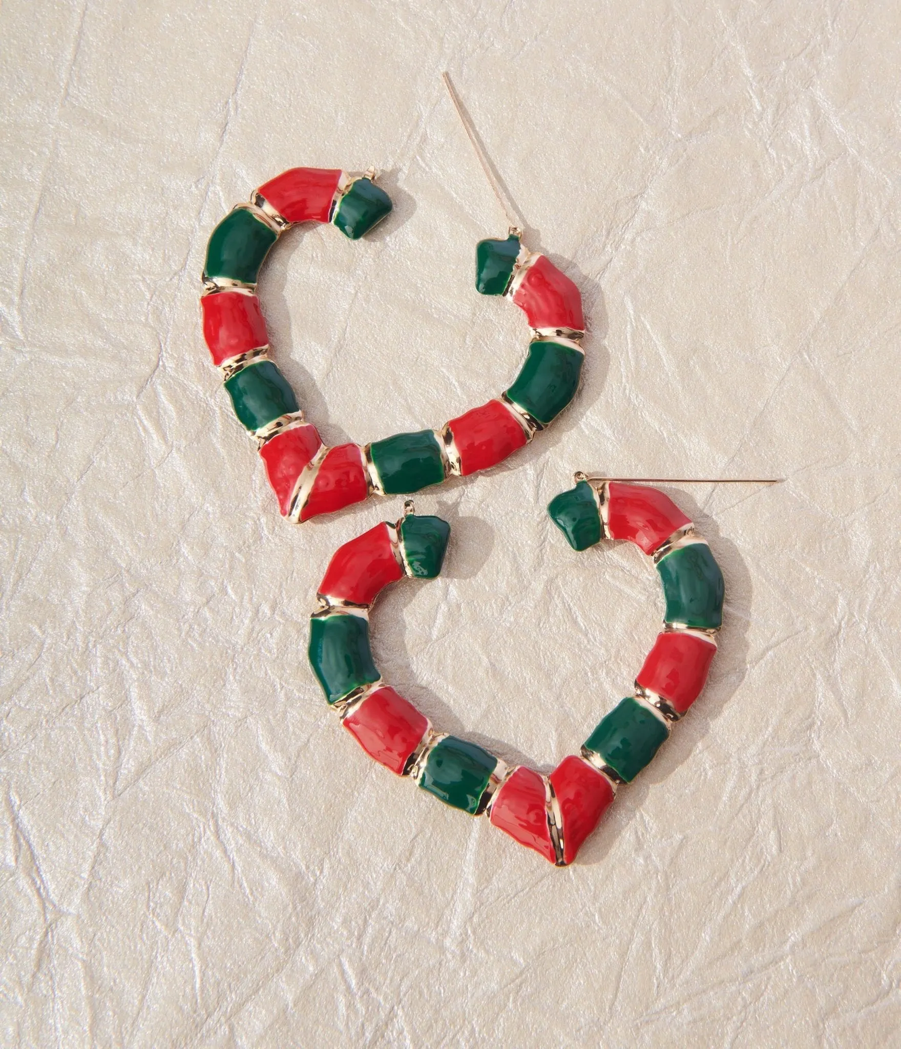 Green & Red Heart Hoop Earrings Everyday Chic