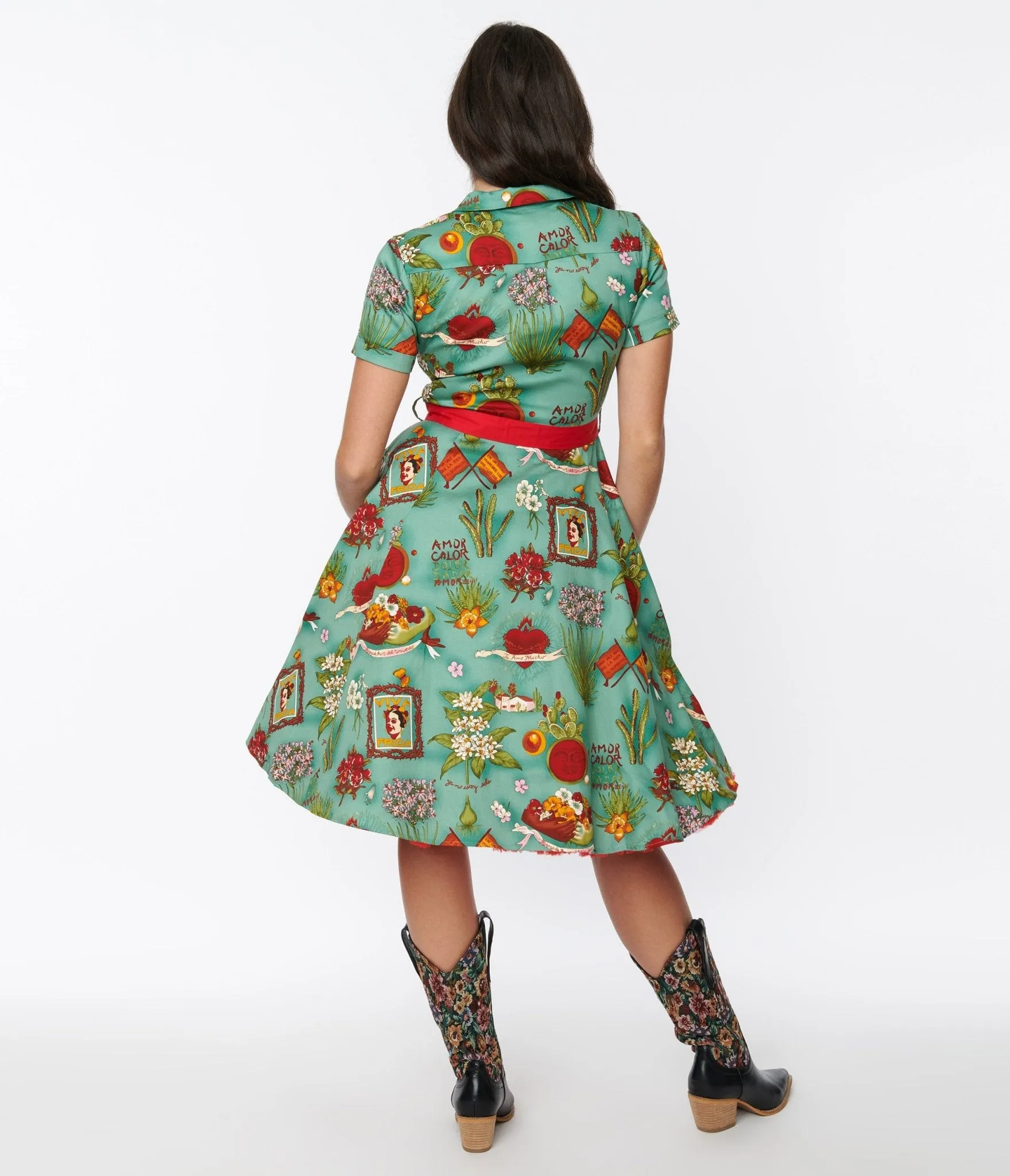 Green Love Letter to Frida Swing Dress Casual Everyday Look