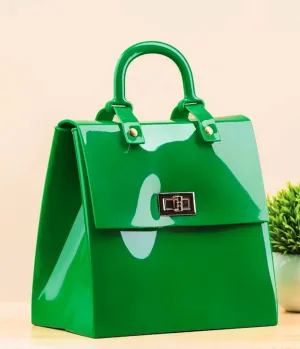 Green Patent Leatherette Crossbody Bag Fun Outing