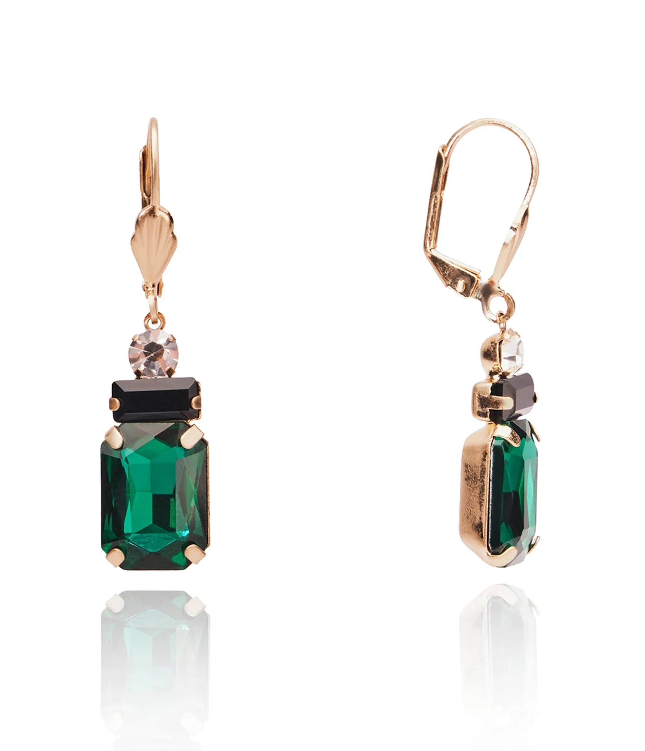Green Rhinestone Art Deco Drop Earrings Everyday Chic