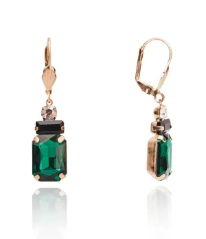 Green Rhinestone Art Deco Drop Earrings Everyday Chic