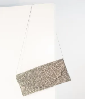 Gunmetal & Silver Beaded Envelope Clutch Fun Outing
