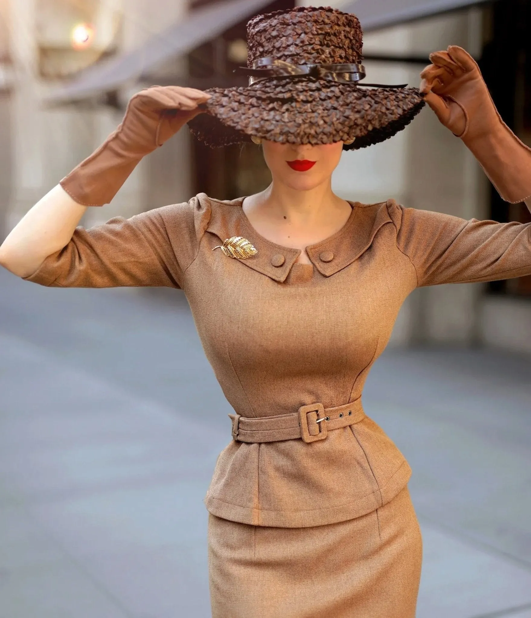 Heart My Closet 1950s Light Brown Scarlet Suit & Pencil Skirt Easy Date Night