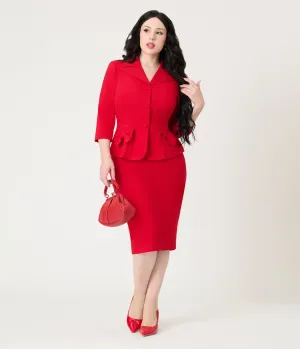 Heart My Closet 1950s Red Lina Suit & Pencil Skirt Easy Date Night