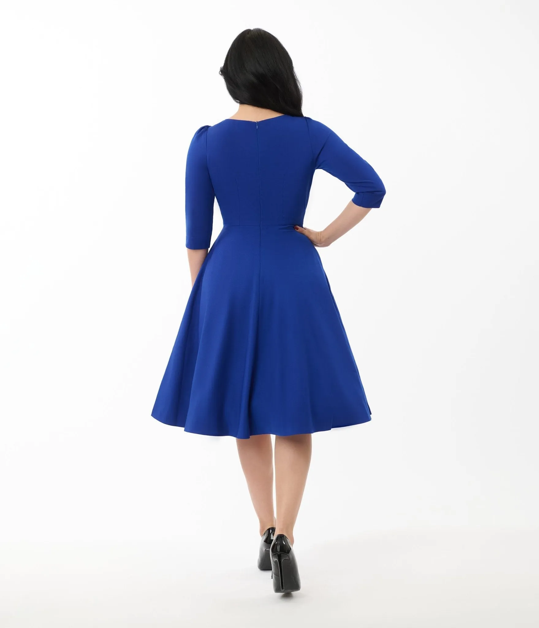 Heart My Closet 1950s Royal Blue Reese Swing Dress Casual Everyday Look
