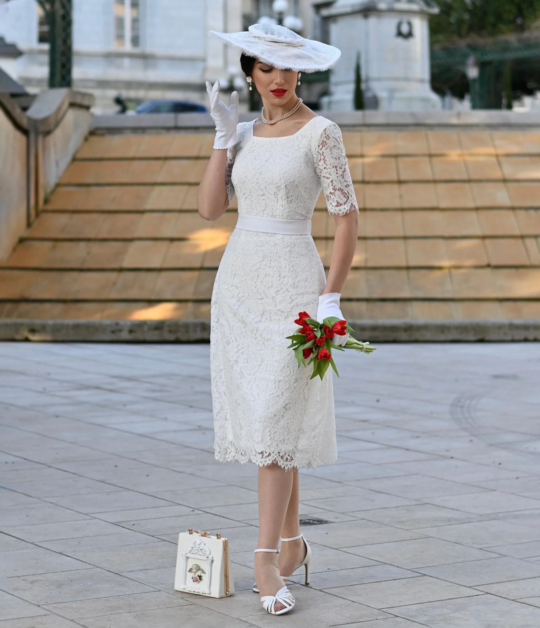 Heart My Closet 1950s White Lace Anna Dress Casual Everyday Look