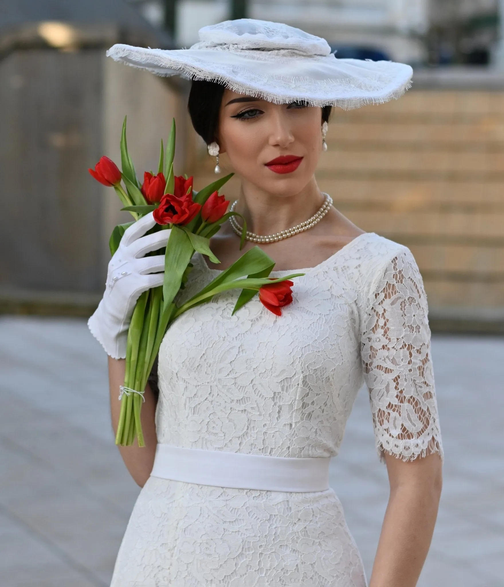 Heart My Closet 1950s White Lace Anna Dress Casual Everyday Look