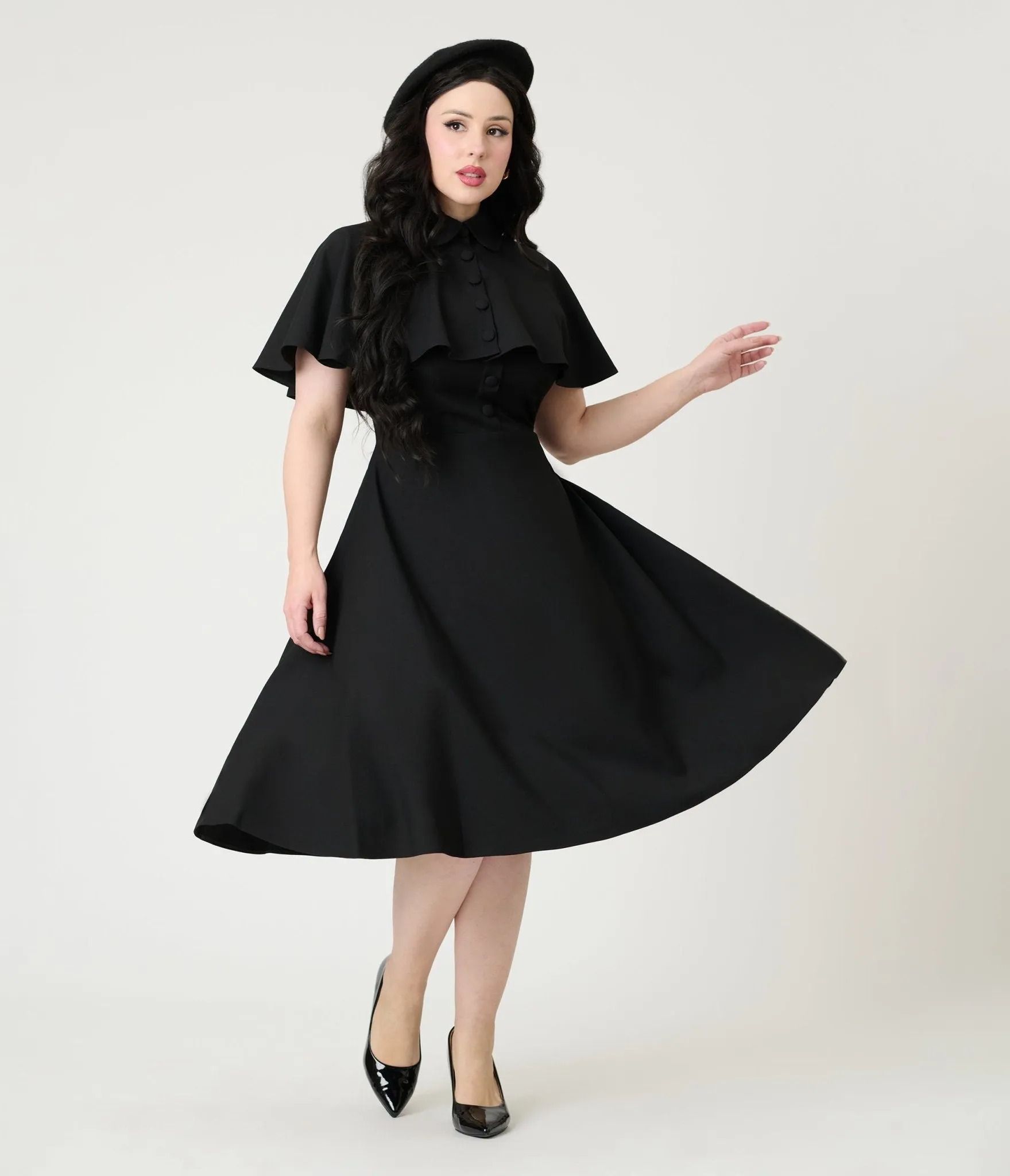 Heart My Closet Black Juliet Swing Dress & Cape Casual Everyday Look