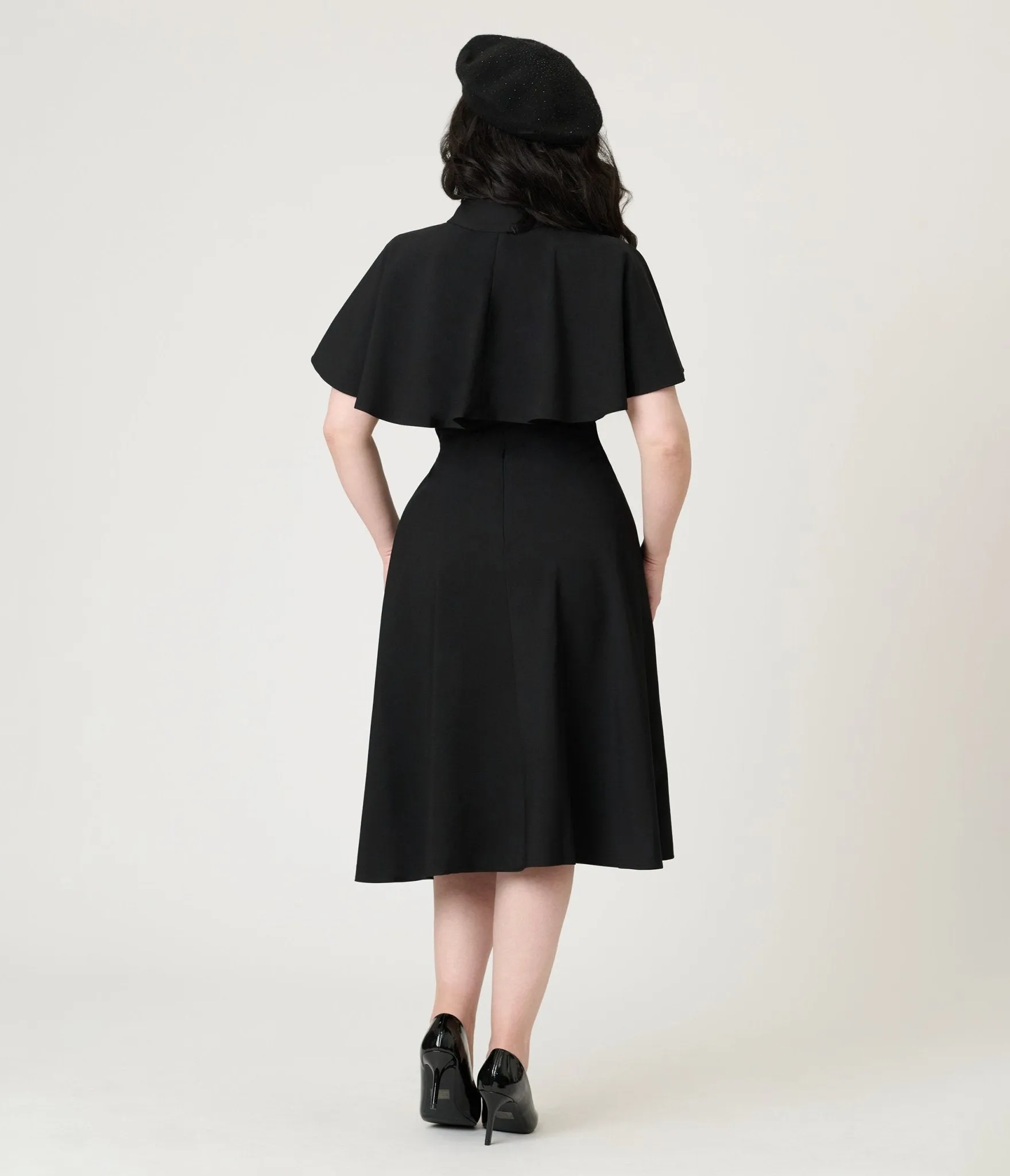 Heart My Closet Black Juliet Swing Dress & Cape Casual Everyday Look