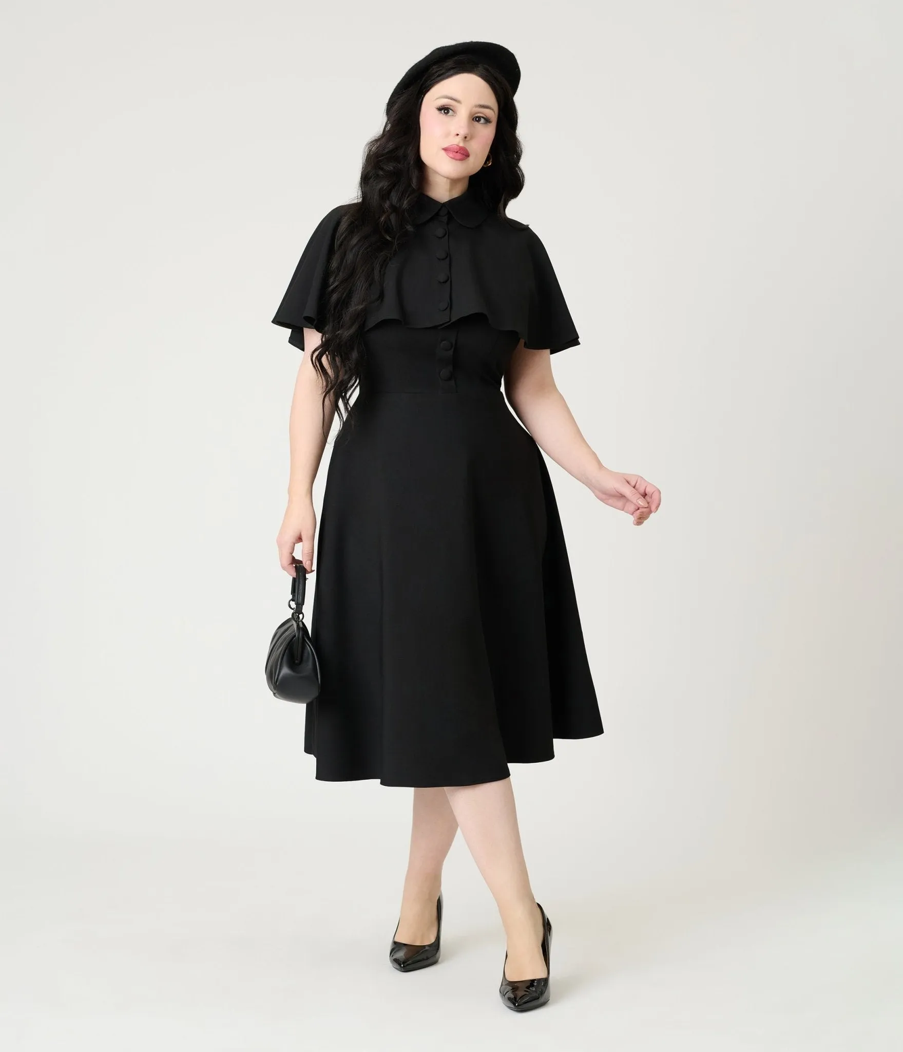 Heart My Closet Black Juliet Swing Dress & Cape Casual Everyday Look