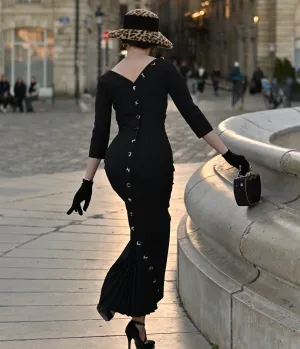 Heart My Closet Black Pleated Back Deborah Pencil Dress Casual Everyday Look