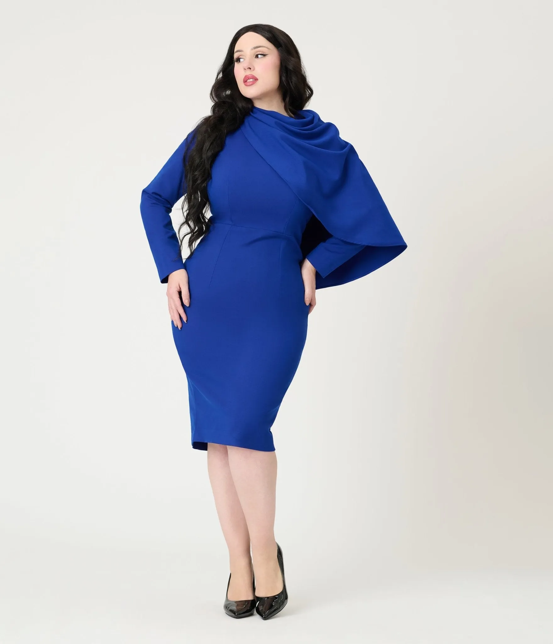 Heart My Closet Royal Blue Duchess Meghan Dress & Cape Casual Everyday Look