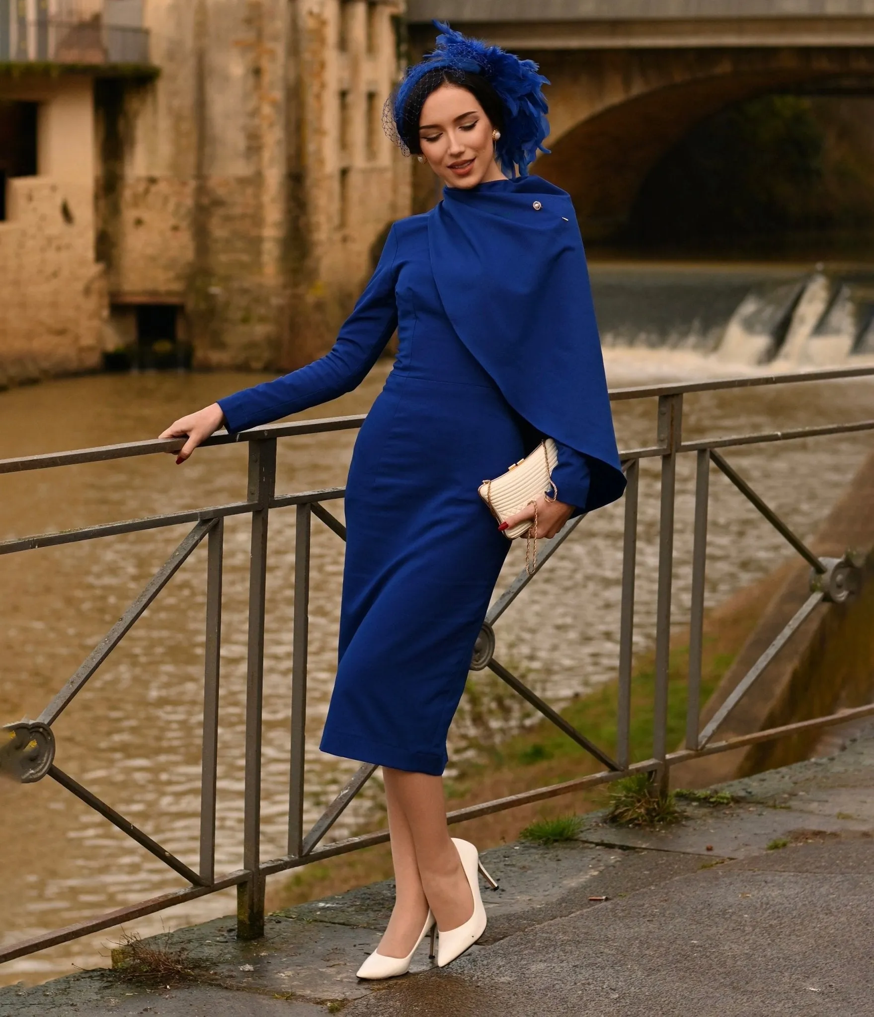 Heart My Closet Royal Blue Duchess Meghan Dress & Cape Casual Everyday Look