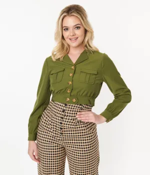 Hell Bunny 1940s Green Ravenswood Jacket Easy Date Night