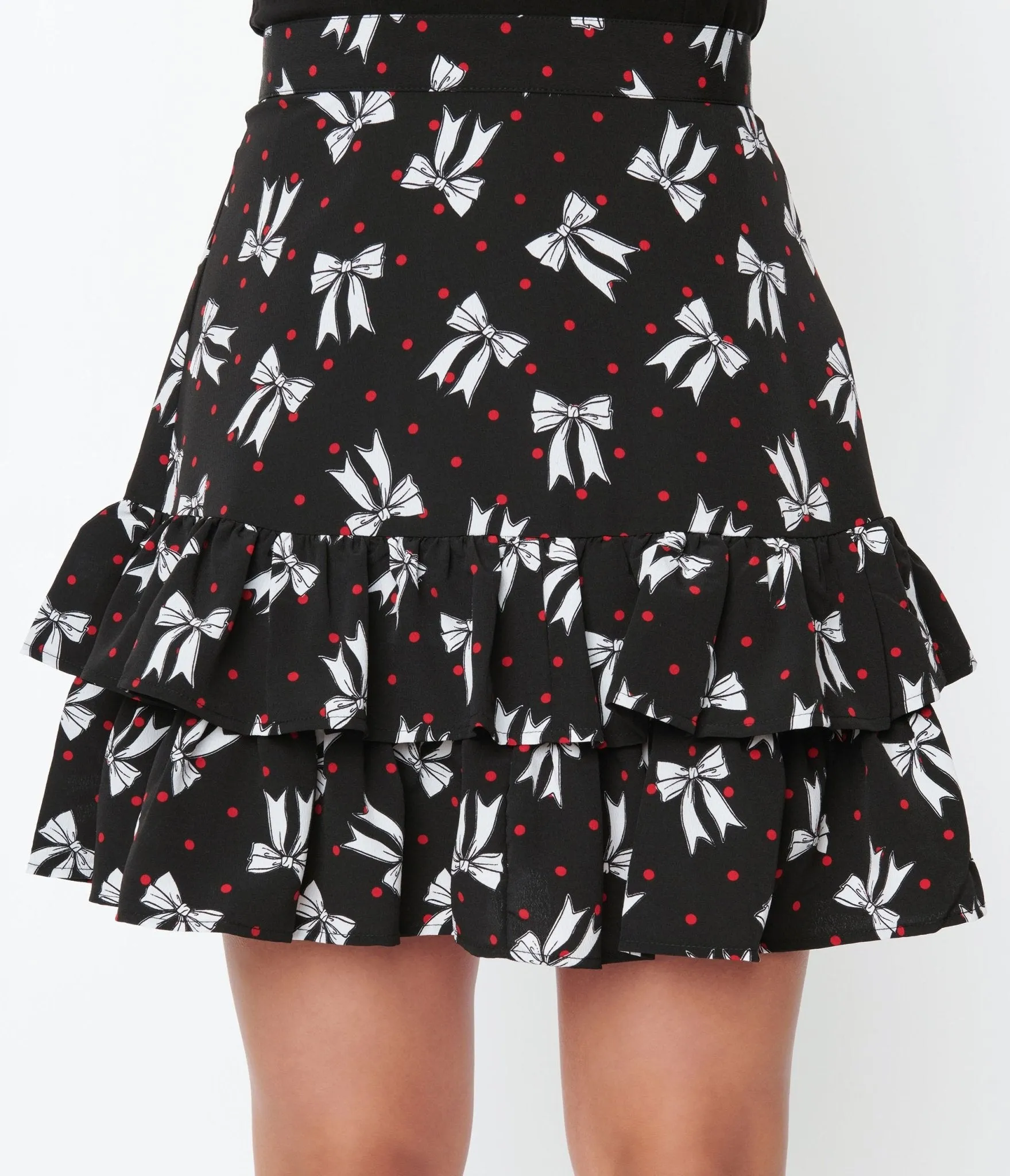 Hell Bunny Black Bow & Dots Bobbie Skirt Comfortable Travel Wear