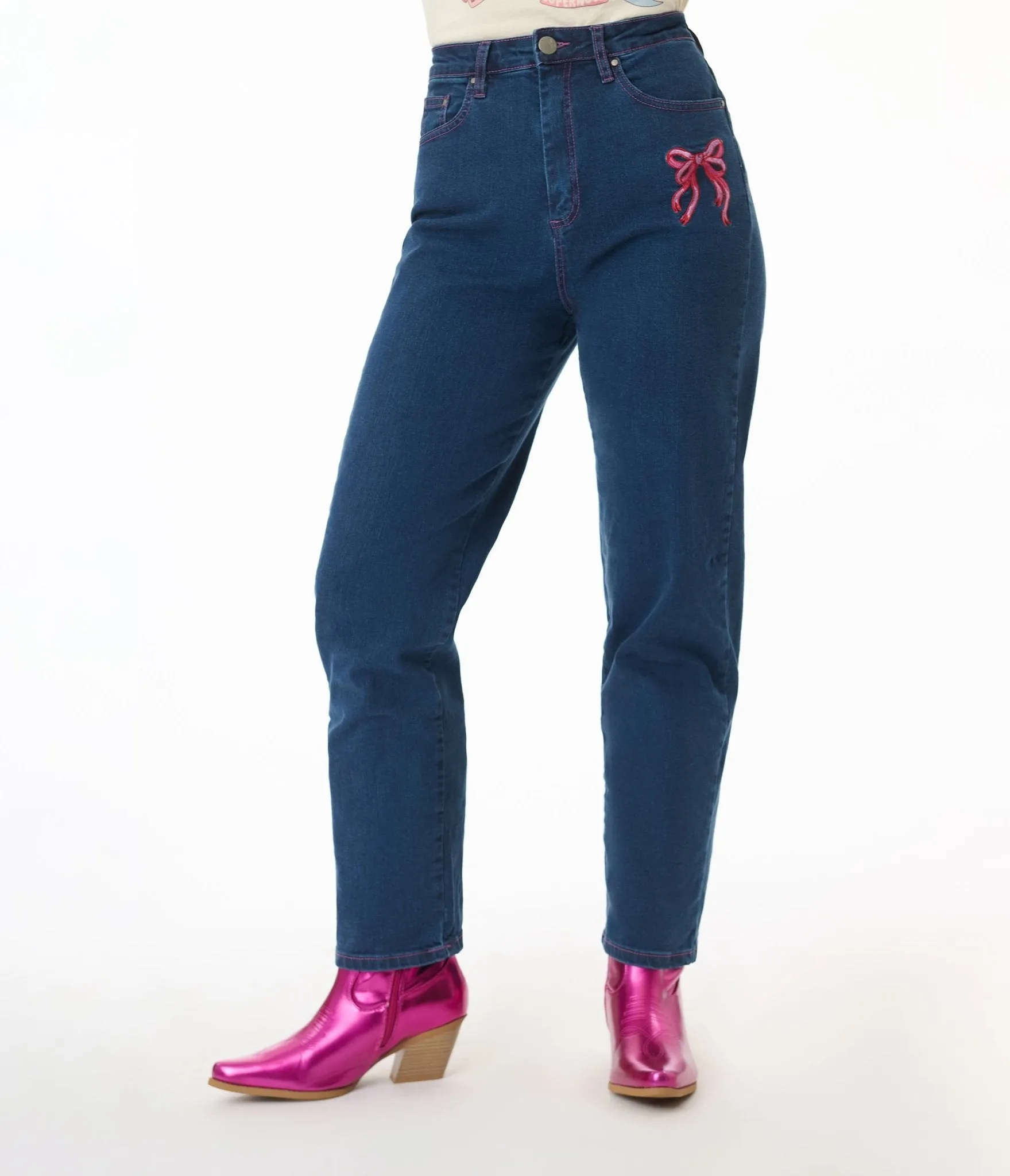 Hell Bunny Blue Denim High Waist Not Into You Jeans Comfortable Travel Wear