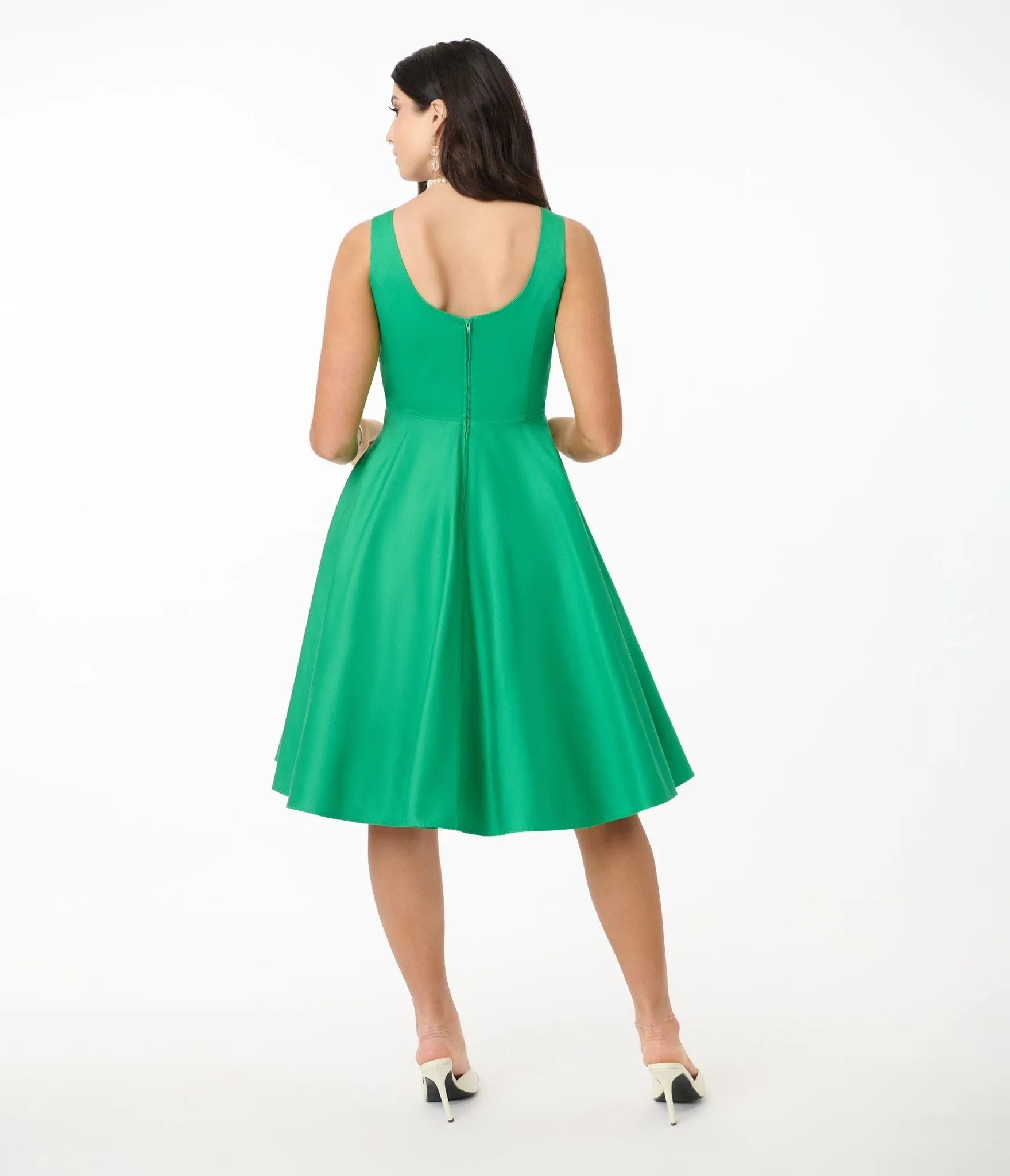 Hell Bunny Green Heidi Cotton Swing Dress Casual Everyday Look