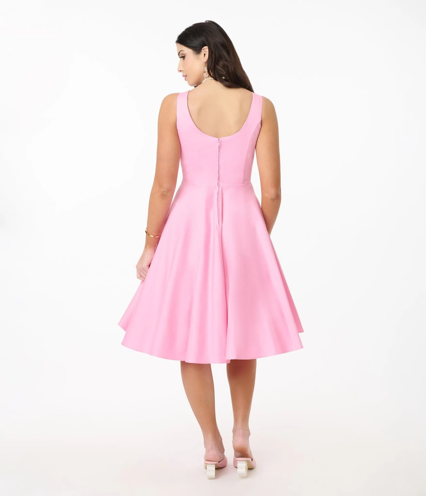 Hell Bunny Pink Heidi Cotton Swing Dress Casual Everyday Look