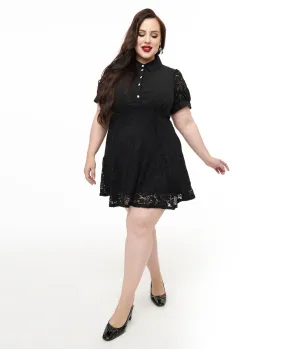 Hell Bunny Plus Size 1950s Black Lace Dominica Mini Dress Casual Everyday Look