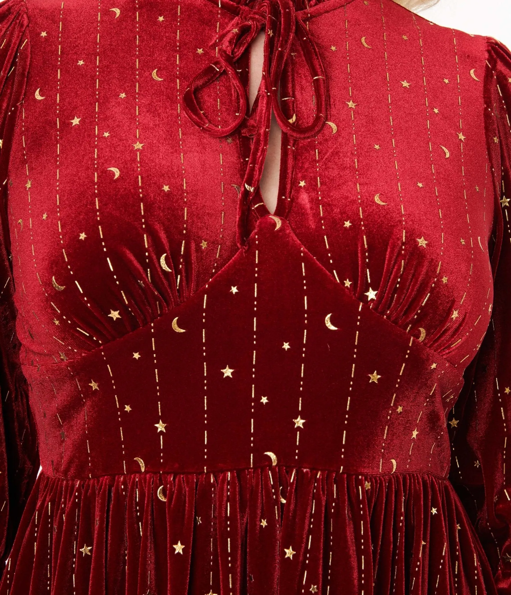 Hell Bunny Red Velvet & Gold Star Midi Dress Casual Everyday Look
