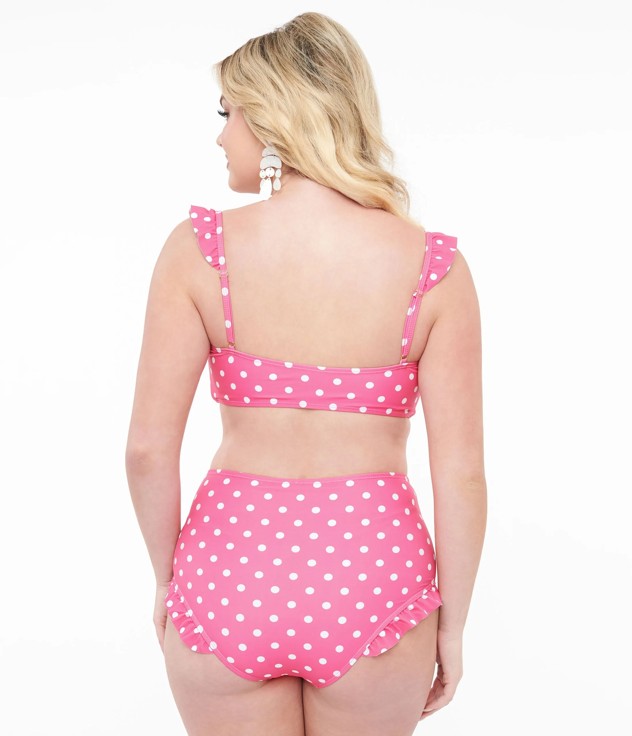 Hot Pink & White Polka Dot Two Piece Swim Set Beach Vacation Ready