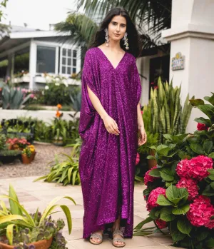 Jennafer Grace Fuchsia Sequin Caftan Casual Everyday Look