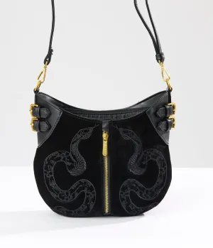 Killstar Black Suede Snake Adder Handbag Fun Outing