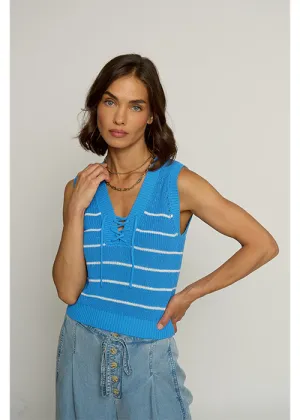 Lace Up Sleeveless Top Summer Festival Tee