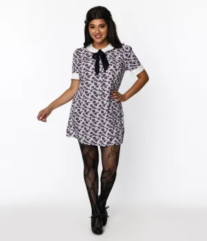 Lavender & White Checkered Rose Shift Dress Casual Everyday Look