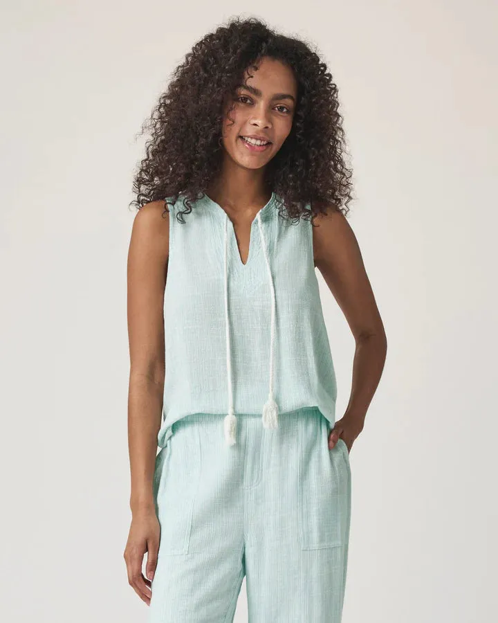 Layla Linen Blend Stripe Tank Summer Festival Tee