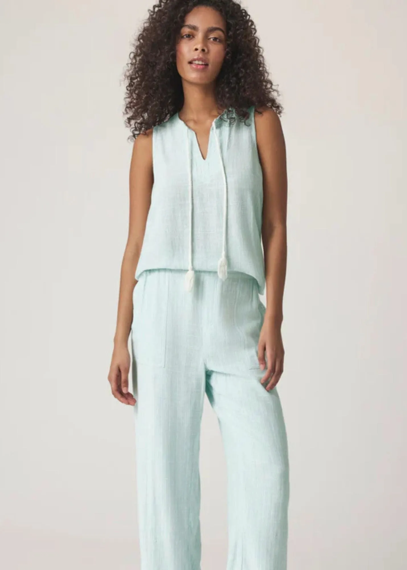 Layla Linen Blend Stripe Tank Summer Festival Tee